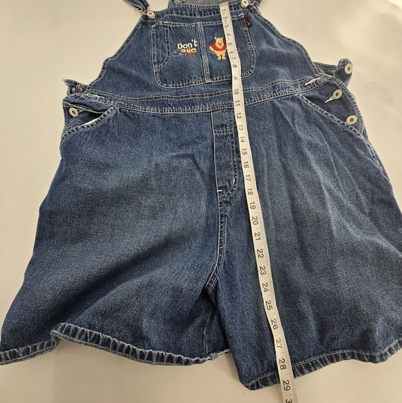 Vintage Disney Y2K Winnie the Pooh “don’t Bug Me” embroidered overall shorts 20W - Picture 6 of 9